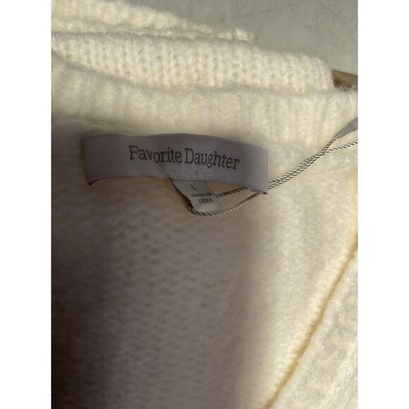 Favorite Daughter 'The Winter William' White Merino Wool Blend Long Sleeve V - Picture 4 of 5